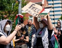 La protesta ha sido organizada por diferentes grupos, incluido el Movimiento de la Juventud Palestina y la organización de izquierdas 'Codepink'. Xinhua/ L. Jie.