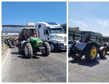 Los manifestantes exigen apoyo del gobierno federal para equidad y venta a precios justos del grano. EL INFORMADOR / J. Velazco