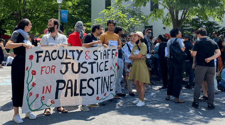 Estudiantes en Canadá se unen a las protestas contra la ofensiva de Israel en la Franja de Gaza. EFE/ Eulalia Perarnau