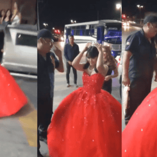 En Coahuila, quinceañera llega al trabajo de su papá quien no pudo asistir a su fiesta (VIDEO)