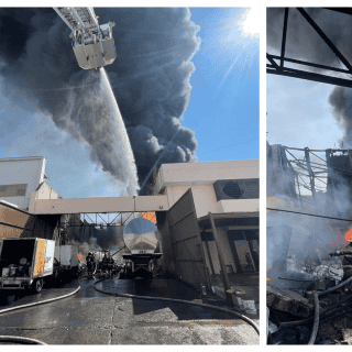 Atienden incendio en fábrica del Álamo