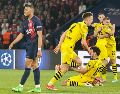 El Dortmund, que marcha quinto en la Bundesliga, se impuso 1-0 en ambos partidos de la eliminatoria tras neutralizar a Kylian Mbappé. EFE/ C. PETIT TESSON