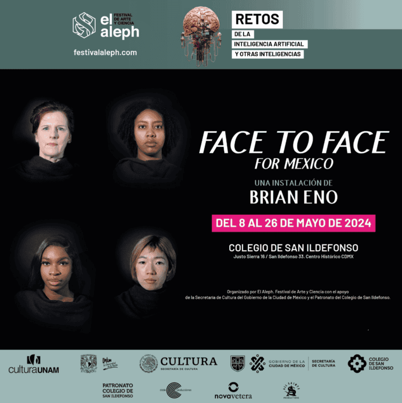 La exposición de “Face to Face for México” de Brian Eno estará presente en la Capilla del Colegio de San Ildefonso de la CDMX hasta el 26 de mayo. CULTURA UNAM/ https://cultura.unam.mx/&nbsp;