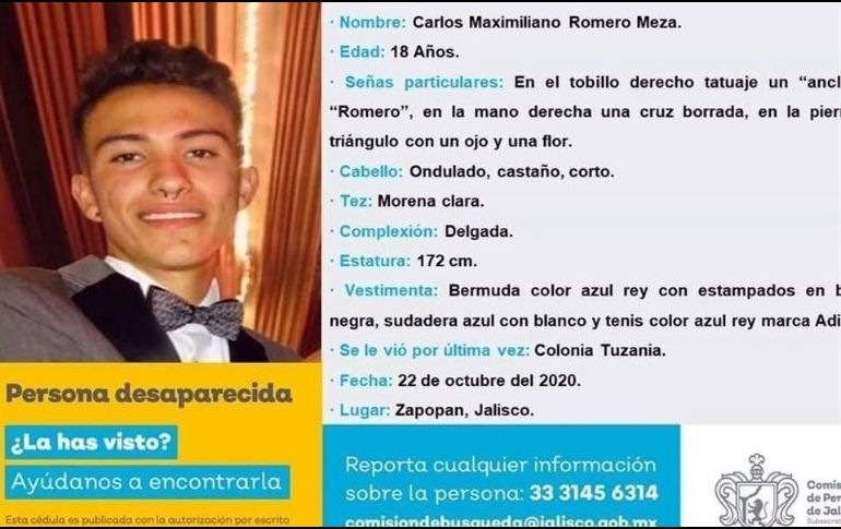 Carlos Maximiliano tenía solo 18 años al momento de la desaparición, el 22 de octubre del 2020. ESPECIAL