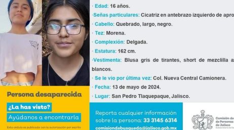 Gianina Michelle Juárez Vásquez de 16 años de edad y estudiante de la preparatoria 11 ubicada en la Zona Metropolitana de Guadalajara fue reportada como desaparecida en el estado. ESPECIAL/ Comisión de Búsqueda de Personas del Estado de Jalisco.