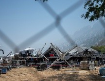Así lucía el escenario al día siguiente del desplome del templete durante un acto del candidato de Movimiento Ciudadano, Jorge Álvarez Máynez, en la ciudad de Monterrey en Nuevo León. EFE / M. Sierra