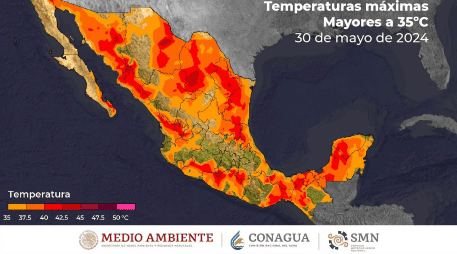 Las elevadas temperaturas permanecerán en 13 entidades del país. ESPECIAL/Foto de CONAGUA Clima en X