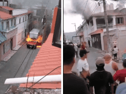 Se desató la violencia prendiendo fuego a los paquetes, al inmueble y al vehículo. ESPECIAL/X