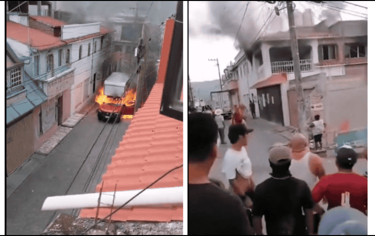 Se desató la violencia prendiendo fuego a los paquetes, al inmueble y al vehículo. ESPECIAL/X