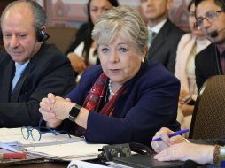 La canciller estuvo acompañada por el embajador de México en Estados Unidos, Esteban Moctezuma. ESPECIAL / X / @aliciabarcena