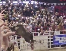 Danielle Smithers estaba entre los aficionados del rodeo con la linterna de su celular encendida al momento de que el toro brincó. CORTESÍA