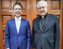 Pablo Lemus compartió a través de sus redes sociales que se reunió con el arzobispo de Guadalajara, el cardenal Francisco Robles Ortega. ESPECIAL/ X/ @PabloLemusN.