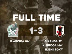 Fue con marcador final de 3-1 que el equipo dirigido por Ricardo Cadena cayó ante el cuadro nipón. ESPECIAL / Selección Mexicana
