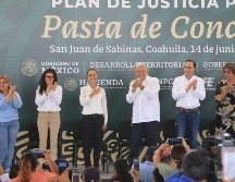 Primer evento de la gira de la virtual presidenta electa, Claudia Sheinbaum, junto con el presidente Andrés Manuel López Obrador en el municipio de San Juan Sabinas, Coahuila. SUN / G. Pano