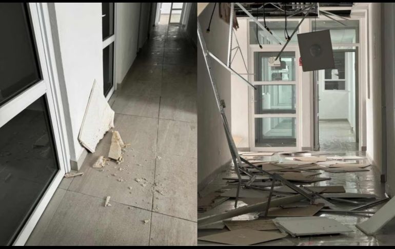 Filtraciones de agua y desplome de plafones fueron parte de los daños que se registraron. ESPECIAL