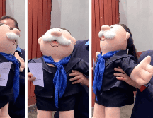 Este es el regalo de Víctor González, un muñeco del Dr. Simi con la indumentaria de Claudia Sheinbaum. ESPECIAL