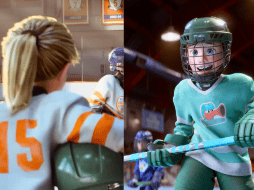 Al principio se ve a Riley jugando en el equipo de hockey llamado 