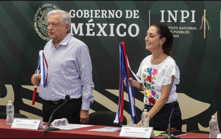 El Presidente Andrés Manuel López Obrador y la virtual presidenta electa, Claudia Sheinbaum, acudieron a la Presentación del Plan de Justicia para el pueblo Seri-Comca'ac. SUN/G. Pano.