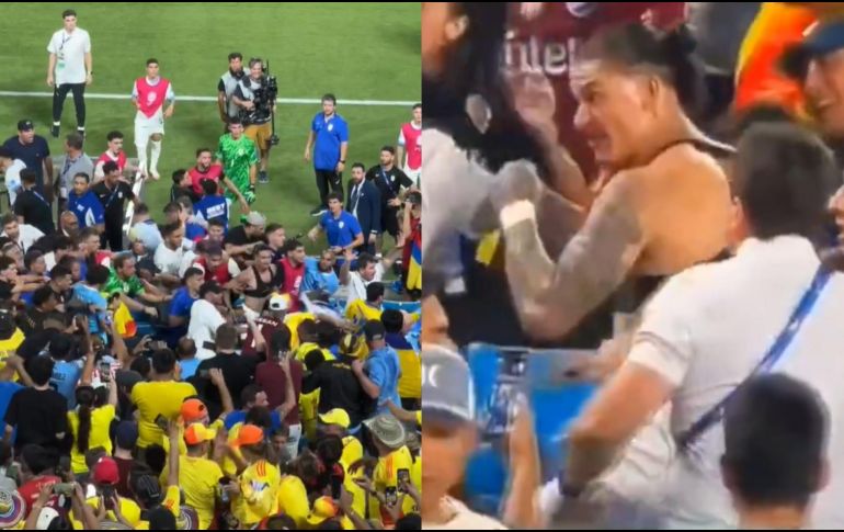 Al final de los 90 minutos hubo una trifulca entre jugadores de las selecciones, que se reprodujo en la grada entre aficionados de los dos países. ESPECIAL.