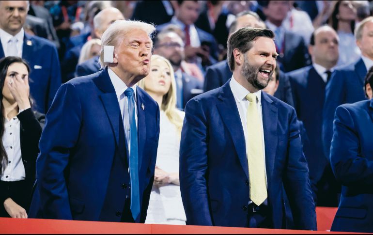 El candidato republicano junto a Vance fue presentado ante miles como el hombre que “libró una bala para convertirse en presidente de Estados Unidos”. EFE