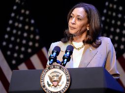 La vicepresidenta Kamala Harris pronuncia un discurso en un acto de campaña en Pittsfield, Massachusetts. AP/Stephanie Scarbrough