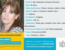 Alejandrina Arellano Serrano ya había recibido amenazas previas. ESPECIAL/FACEBOOK/Comisión de Búsqueda de Personas del Estado de Jalisco.