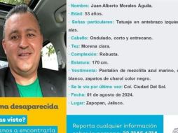 El plagio de Juan Alberto Morales Águila, de 53 años de edad, ocurrido el pasado jueves 1 de agosto en el municipio de Zapopan ya es investigado por la Fiscalía de Jalisco. CORTESÍA