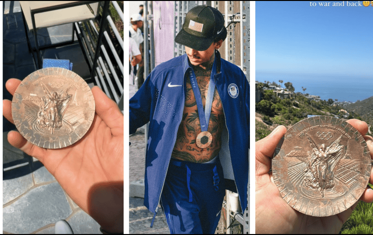 Nyjah Huston compartió en sus historias el estado en el que se encuentra su medalla de bronce; no está nada contento. ESPECIAL / Instagram @nyjah