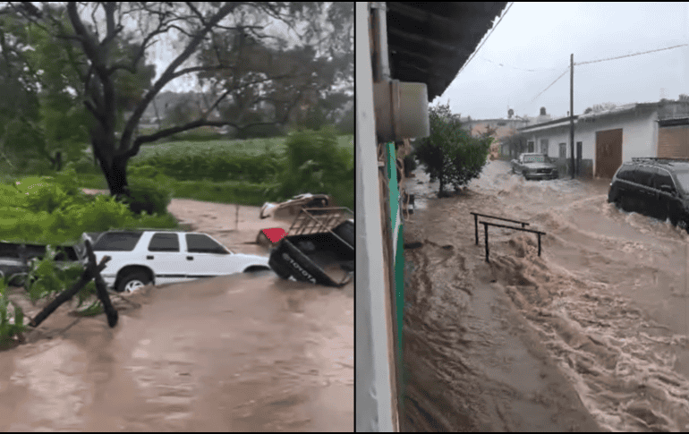En redes sociales circulan imágenes del gran nivel que alcanzaron las corrientes de agua en las calles del municipio. ESPECIAL/FACEBOOK