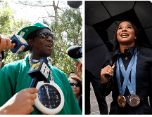 El artista le repondré el bronce a Jordan Chiles con este espectacular reloj collar. REUTERS / ARCHIVO /AP / Richard Drew