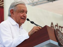 Fotografía cedida por la Presidencia de Mexico del mandatario, Andrés Manuel López Obrador, durante una rueda de prensa en Guaymas. EFE/ Presidencia De Mexico.