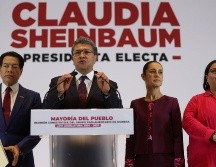 La presidenta electa Claudia Sheinbaum encabeza conferencia de prensa en compañía de Ricardo Monreal, Mario Delgado y Citlali Hernández tras la reunión plenaria de los diputados electos de Morena. SUN / Diego Simón Sánchez / EELG