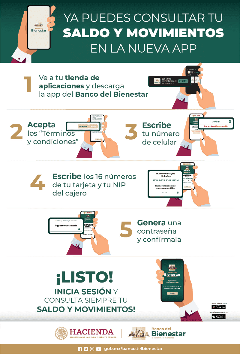 Descarga e instala la app del Banco del Bienestar. GOBIERNO DE MÉXICO/ www.gob.mx&nbsp;