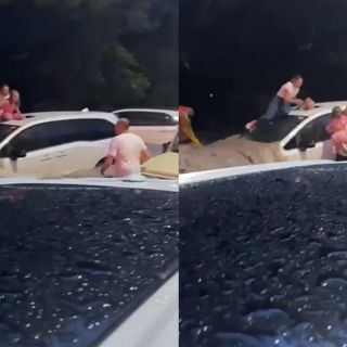 Señor salva a niña atrapada en auto inundado tras tormenta en Zapopan (VIDEO)