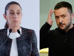 Claudia Sheinbaum rechazó una invitación del mandatario de Ucrania, Volodímir Zelenski, para visitar el país y conocer los efectos de la invasión de Rusia. ESPECIAL, EFE / M. Guzmán y AFP / ARCHIVO