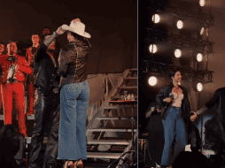 Sonrientes y muy cercanos, Christian y Ángela mostraron ante los presentes el buen momento por el que pasa su relación. ESPECIAL.