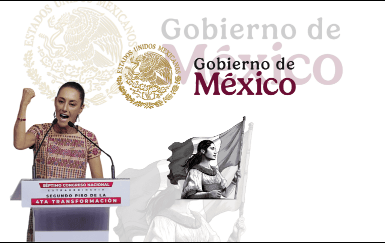 La recién electa Presidenta de México, Claudia Sheinbaum, compartió en redes sociales el emblema que representará al Gobierno de México durante su sexenio. EFE/Casa de Campaña Claudia Sheinbaum/ ESPECIAL/ CANVA