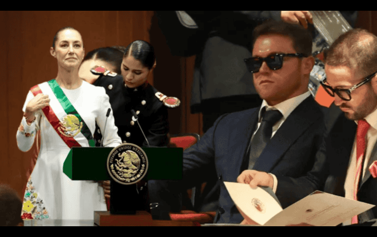El boxeador tapatío, Saúl “Canelo” Álvarez, estuvo presente en la investidura de Claudia Sheinbaum como la nueva Presidenta de México. EFE/José Méndez/ ESPECIAL