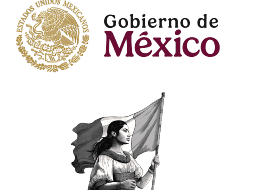 Este logo muestra la imagen de una joven mexicana con características y vestimenta indígena, sosteniendo la Bandera Nacional. GOBIERNO DE MÉXICO