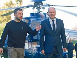 Volodímir Zelenski y Olaf Scholz, canciller alemán, que refrendó el apoyo de la UE. EFE