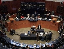 En el pleno de la cámara de senadores se lleva a cabo la sesión ordinaria para el proceso de insaculación para seleccionar la mitad de los cargos de jueces y magistrados que se elegirán por voto popular el próximo 1 de junio de 2025. SUN/Y. Osnaya.