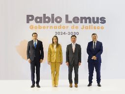 El gobernador electo de Jalisco Pablo Lemus Navarro, en conjunto con Juan Partida Morales, Cynthia Cantero Pacheco y Luis García Sotelo. ESPECIAL