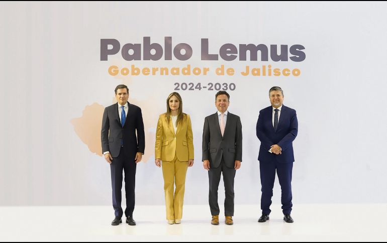 El gobernador electo de Jalisco Pablo Lemus Navarro, en conjunto con Juan Partida Morales, Cynthia Cantero Pacheco y Luis García Sotelo. ESPECIAL