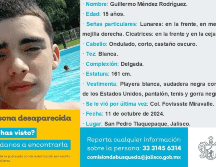 Guillermo Méndez mide 1.61 metros y pesa 50 kilos. Tiene ojos grandes color marrón, y entre sus señas particulares tiene un lunar en la mejilla derecha cerca de la nariz y un lunar debajo del labio del lado derecho. CORTESÍA.