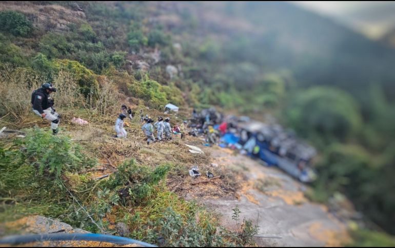 Mayoría de víctimas del accidente del autobús en Zacatecas se encuentra en el proceso de la entrega de los cuerpos. X/GUARDIA NACIONAL