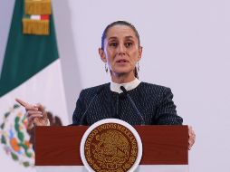 En su conferencia matutina de este jueves, Sheinbaum Pardo remarcó que la estrategia de seguridad contempla cuatro ejes. SUN / H. SALVADOR