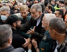 Mientras intentaban establecer un cordón de seguridad en torno al rey, una unidad de caballería del dispositivo policial intervino para alejar a los más exaltados. EFE/ B. ALIÑO