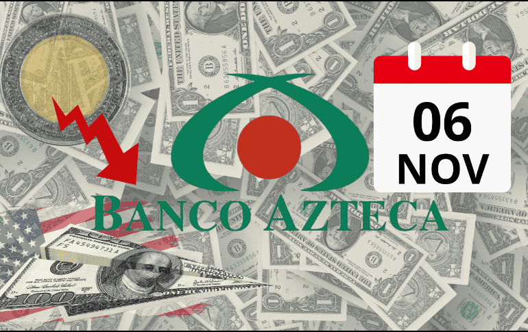 Esta es la cotización del dólar estadounidense para el día de hoy miércoles 06 de noviembre de 2024 en Banco Azteca. ESPECIAL/ CANVA