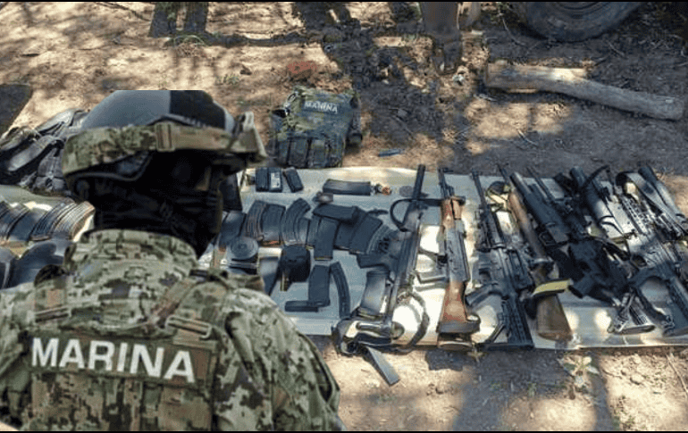 Elementos de la Secretaría de Marina (Semar) decomisaron el armamento de “Los Chapitos” tras realizar recorridos de vigilancia por tierra con el operativo “Sinaloa Seguro”. GOBIERNO DE MÉXICO/ www.gob.mx/ CANAL DEL CONGRESO/ canaldelcongreso.gob.mx