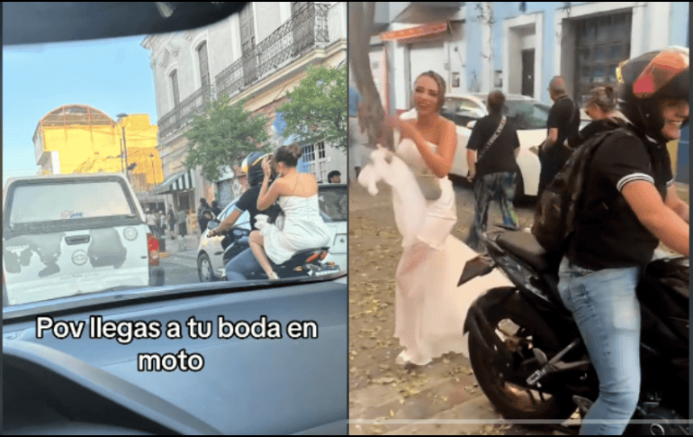 En un video que ya cuenta con más de 78 mil me gusta en Tik Tok, la novia pidió ayuda para encontrar al motociclista. ESPECIAL.